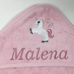 Organic Cotton Baby Hooded Towel, Bath Towel With Unicorn & Pegasus Design, Personalized Name Embroidery, Hand Leela - thumbnail 3