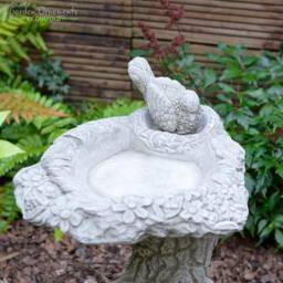 Birds Nest Hand Cast Stone Bird Bath - Best Quality Highly Detailed Garden Ornaments Decor - thumbnail 4