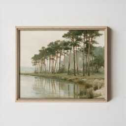 Pine River Poster, Forest Landscape Print, Nature Wall Art, Paper - thumbnail 3