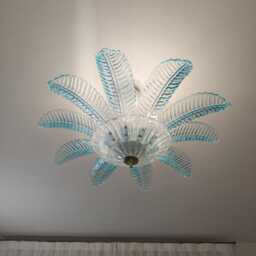 Murano Glass Flush Mount With Light Blue Felci Leaves - thumbnail 2