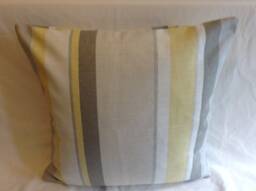 Yellow, Grey, Cream Striped Cushion Cover
