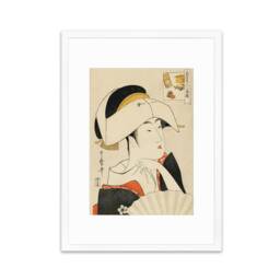 Japanese Art Geisha Framed Mounted Ukiyo-E Wall Decor Print Poster Woodblock Kitagawa Utamaro Maiko Tayu Oiran Kimono Tattoo Beautiful - thumbnail 3