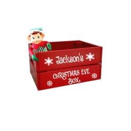 Personalized Christmas Eve Box, Hand-Painted Wooden Santa Hamper - thumbnail 2