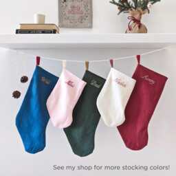 Hand Painted Linen Holiday Stocking, Paw Print Pet Christmas Stocking - thumbnail 4