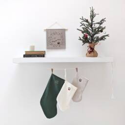 Hand Painted Linen Holiday Stocking, Paw Print Pet Christmas Stocking - thumbnail 2