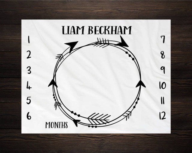 Baby Milestone Blanket Month Growth Tracker Fleece Shower Tribal Newborn Gift - image 1