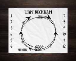 Baby Milestone Blanket Month Growth Tracker Fleece Shower Tribal Newborn Gift - thumbnail 1