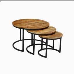 Rustic Mango Wood Nesting Side Tables Industrial Style, Set Of 3 - thumbnail 2