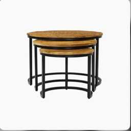 Rustic Mango Wood Nesting Side Tables Industrial Style, Set Of 3 - thumbnail 3