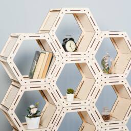 Room Divider, Hexagon Shelves, Loft Shelf, Geometric Shelves, Custom Bookcase, Housewarming Gift, Modular Shelving, Shelves - thumbnail 3