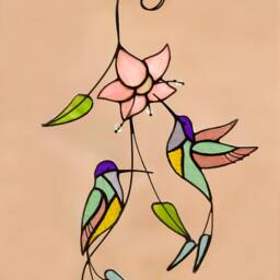 Hummingbird Stained Glass Bird Orchid Suncatcher Farmhouse Home House Decor Window Wall Hangings Grandma Gift Living Kitchen Room Art - thumbnail 2