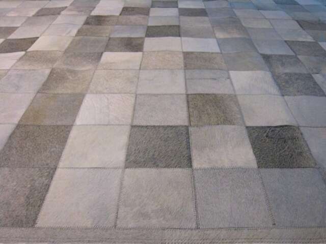 Cowhide Patchwork Rug Raw Leather Argentina - Free Shipping -Patchwork Mix Of Grey, Light, Brown & Medium Handmade 6' X 8' - image 1