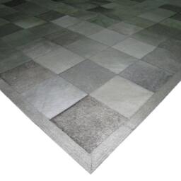 Cowhide Patchwork Rug Raw Leather Argentina - Free Shipping -Patchwork Mix Of Grey, Light, Brown & Medium Handmade 6' X 8' - thumbnail 4