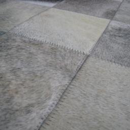 Cowhide Patchwork Rug Raw Leather Argentina - Free Shipping -Patchwork Mix Of Grey, Light, Brown & Medium Handmade 6' X 8' - thumbnail 2