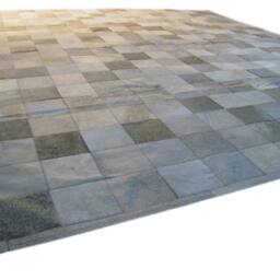 Cowhide Patchwork Rug Raw Leather Argentina - Free Shipping -Patchwork Mix Of Grey, Light, Brown & Medium Handmade 6' X 8' - thumbnail 3