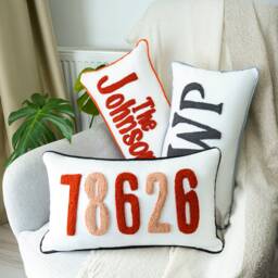 Home Decor Punch Needle Embroidered Custom Pillow, Personalized Gift, Graduation Dorm Room Decor, Kids Monogram Pillow - thumbnail 2