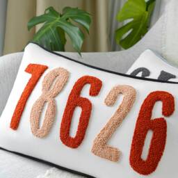 Home Decor Punch Needle Embroidered Custom Pillow, Personalized Gift, Graduation Dorm Room Decor, Kids Monogram Pillow - thumbnail 3
