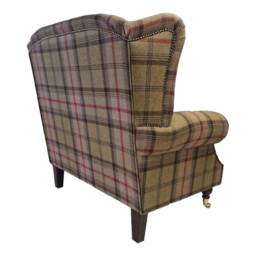 Queen Anne Wingback Fireside Chair Extra Wide Tartan Armchair - thumbnail 3