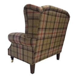 Queen Anne Wingback Fireside Chair Extra Wide Tartan Armchair - thumbnail 2