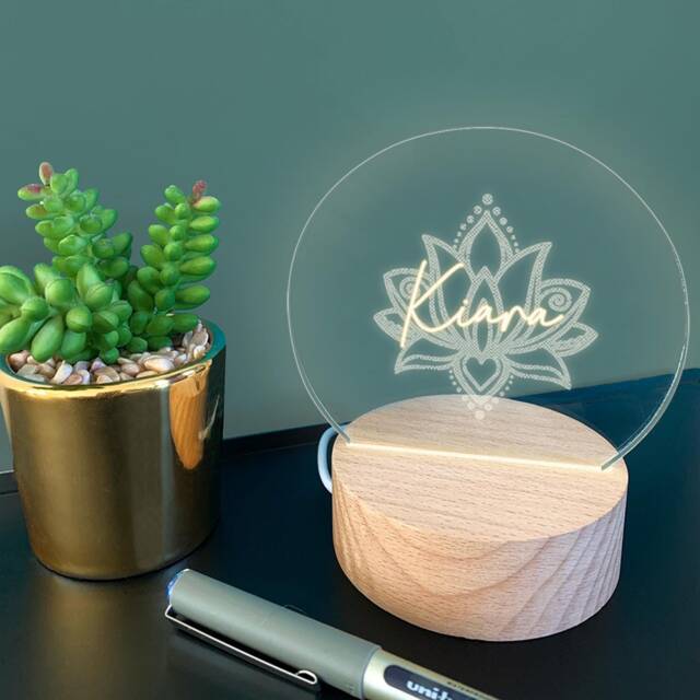 Personalised Lotus Flower Desk Lamp - Diwali Gift For Women Her Boho Birthday Gifts Sister Best Friend Festival Of Lights - image 1