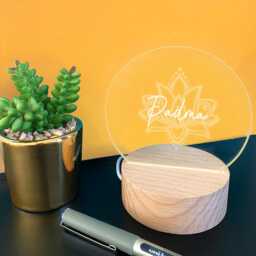Personalised Lotus Flower Desk Lamp - Diwali Gift For Women Her Boho Birthday Gifts Sister Best Friend Festival Of Lights - thumbnail 3