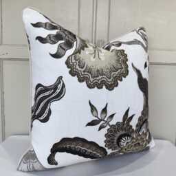 Schumacher Luxury Designer Hothouse Flowers Pale Taupe Black Cushion Pillow Cover - thumbnail 4