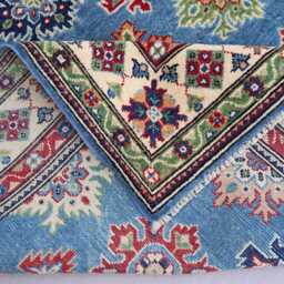 5x7 Kazak Area Rug, Blue Afghan Hand Knotted Veg Dyes Wool Tribal Geometric Oriental Turkmen Living Room Bedroom Carpet - thumbnail 4