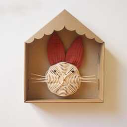 Rabbit Trophy in Rattan & Cotton Wall Decoration For Children's Baby's Room - thumbnail 3