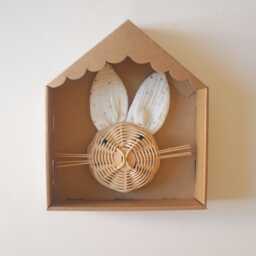 Rabbit Trophy in Rattan & Cotton Wall Decoration For Children's Baby's Room - thumbnail 2