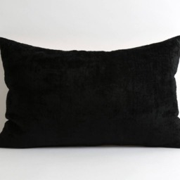 Black Ikat Velvet Pillow, 14x22 Sofa Cushion - thumbnail 2