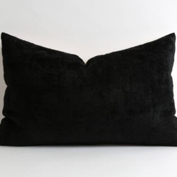 Black Ikat Velvet Pillow, 14x22 Sofa Cushion - thumbnail 3