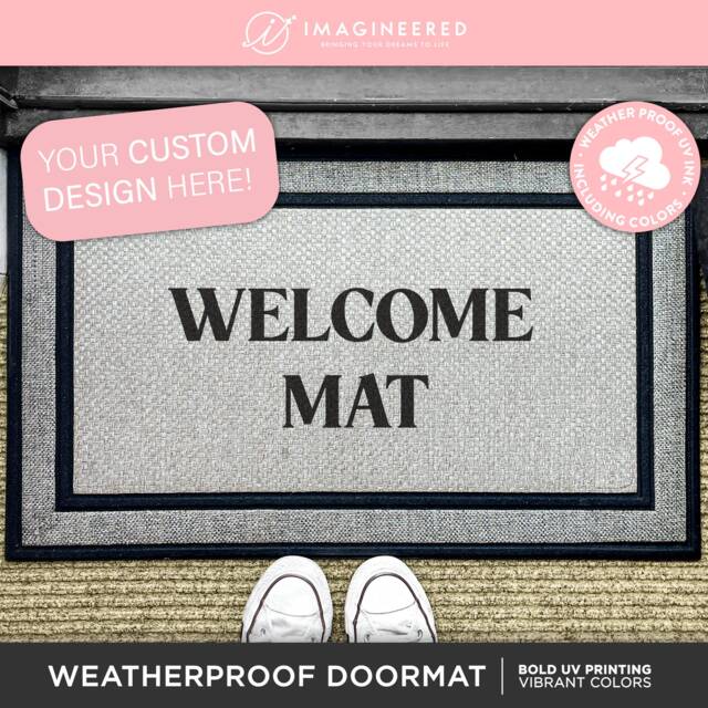 Custom Text Outdoor Door Mat - Personalized Rug Customized Doormat Washable Realtor Gift - image 1