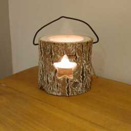 star Log Tealight Holder - The Home & Hearts Shop Rustic Wax Shabby Wedding Gift Christmas Oil Burner Candle - thumbnail 3