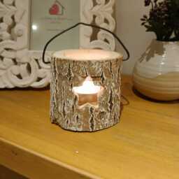 star Log Tealight Holder - The Home & Hearts Shop Rustic Wax Shabby Wedding Gift Christmas Oil Burner Candle - thumbnail 2