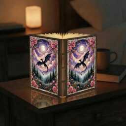 Fourth Wing Inspired Book Lamp, Fantasy Dragon Night Light, Lover Room Decor, Cozy Bookish Dark Lamp - thumbnail 3
