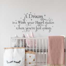 Princess Quote Wall Decal A Dream Is Wish, Nursery Decor Lw33 - thumbnail 1