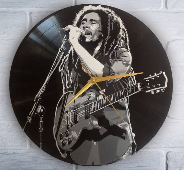 Painted Reggae Vinyl Record Clock, . Wall Clock . Gift For Music Lover - image 1