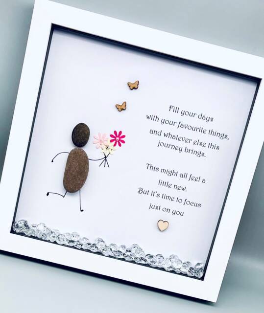 Retirement Gift, Good Luck Present, Pebble Art Picture Framed Poem, Wall Art, Home Decor Gift - image 1