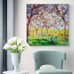 Monet Spring in Giverny Canvas Print - Black Cat Funny Wall Art - thumbnail 2