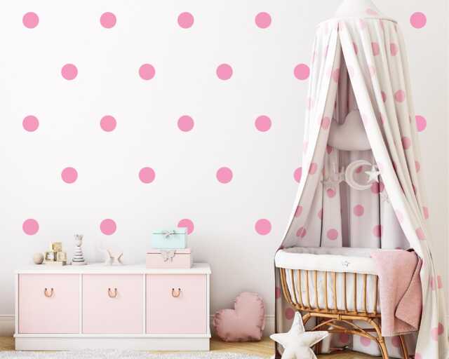 Pink Polka Dot Wall Decals Peel & Stick Nursery Stickers - image 1