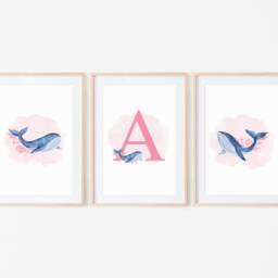 Whale Prints For Girls, Bedroom Ocean Decor, Girl Sea Life Nursery, Nautical Wall Art, Children's Bedroom, Under The Nursery - thumbnail 2