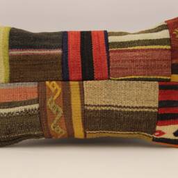 Turkish Kilim Pillow Patchwork Throw Pillow Accent Sofa Lumbar Covers 12X20 in - 30 X 50 cm 4Oef-1105 - thumbnail 2