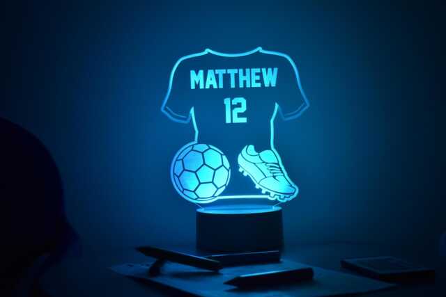 Personalised Football Shirt Led Night Light Engraved Illusion Lamp - image 1