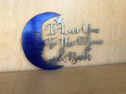 I Love You To The Moon & Back Metal Wall Art Sign Powder Coated Steel - thumbnail 1