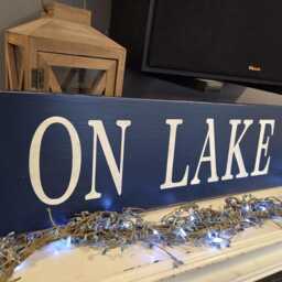 On Lake Time Distressed Wood Sign Extra Large Porch Wall Hanging Beach Rustic Primitive Nautical Decor House Fishing Cabin - thumbnail 3