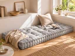 Custom Tufted Floor Cushion - Japandi Bench Pillow Window Seating