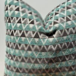 Mint Green Geometric Pillow Cover, Textured Boho Cushion - 18x18 - thumbnail 4