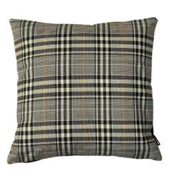 Handmade Windsor Plaid Cushion Cover - Black & Cream Check, Velvet Back - thumbnail 3