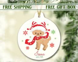 Christmas Ornament For Girl - Personalized Baby Deer Reindeer Baby's 1st First - thumbnail 1