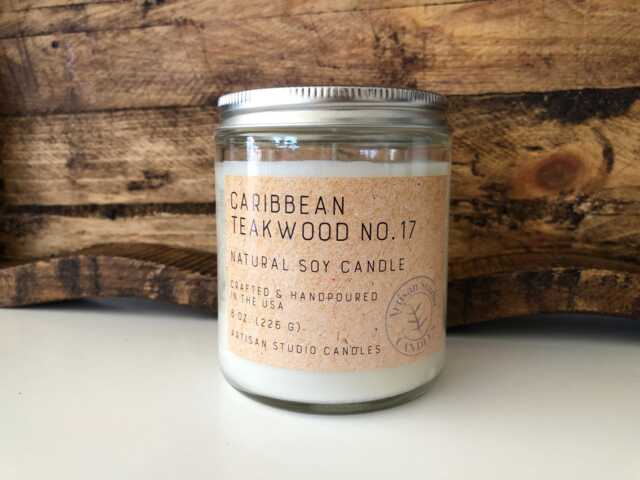 Caribbean Teakwood Soy Candle - Masculine Amber, Tobacco, Musk Scent - image 1